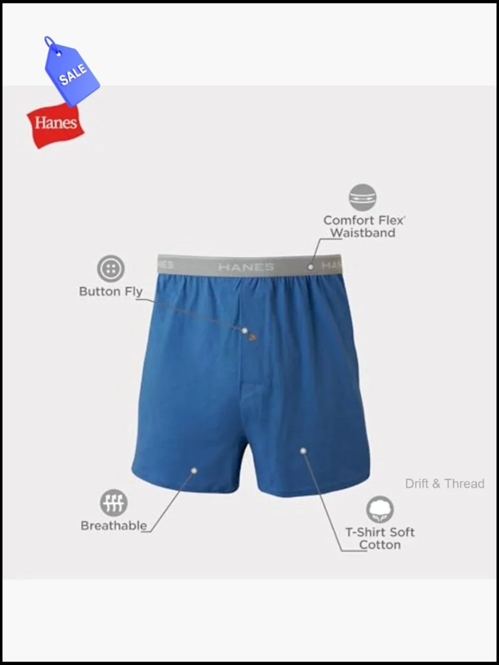 Men's Cotton Knit Boxer Shorts 5-Pack, Breathable Moisture Wicking Underwear